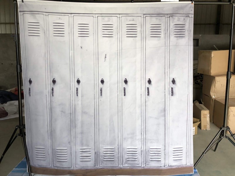 AOFOTO 6x6ft Old School Locker Backdrop White Gym Hall Room Safety Depository Security Storage Cabinet Photography Background Lockable Cells Interior Locked Door Student Portrait Photo Studio Props - Image 4